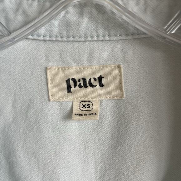 Pact 100% Organic Cotton Romper XS Button Front Utility Shorts Light Wash - Picture 5 of 14